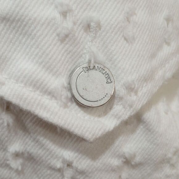 Blank NYC Eye On You White Distressed Denim Jacket - L - Picture 7 of 14